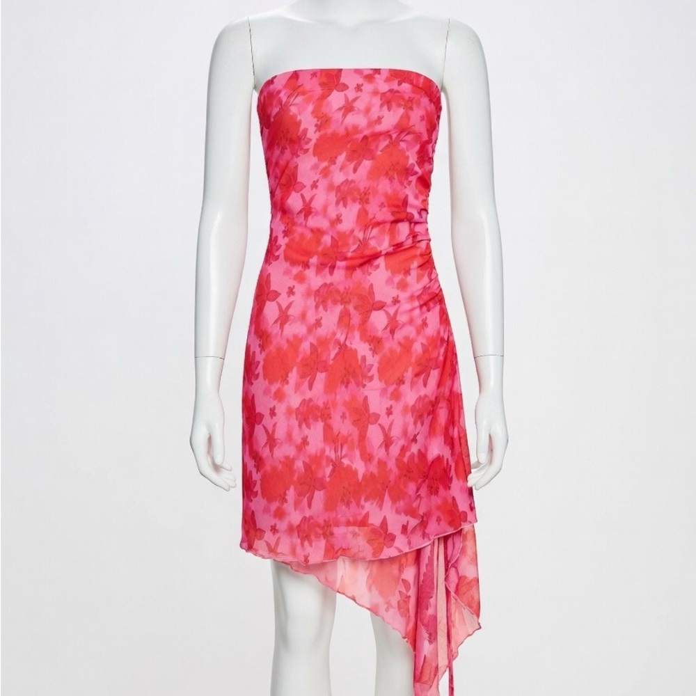 Princess Polly Strapless Pink Floral Dress